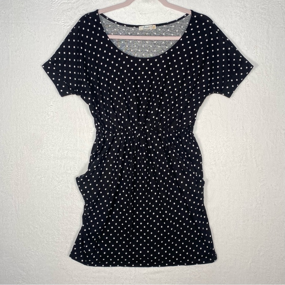 Anthropologie Freebird Size M Black And White Polka Dot Dress‎ Summer Beach